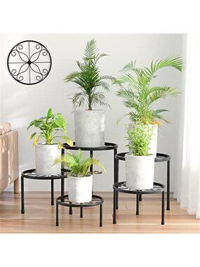 5-Pack Decent Metal Plant Stands,Heavy Duty Flower Pot Stands for Multiple Plant